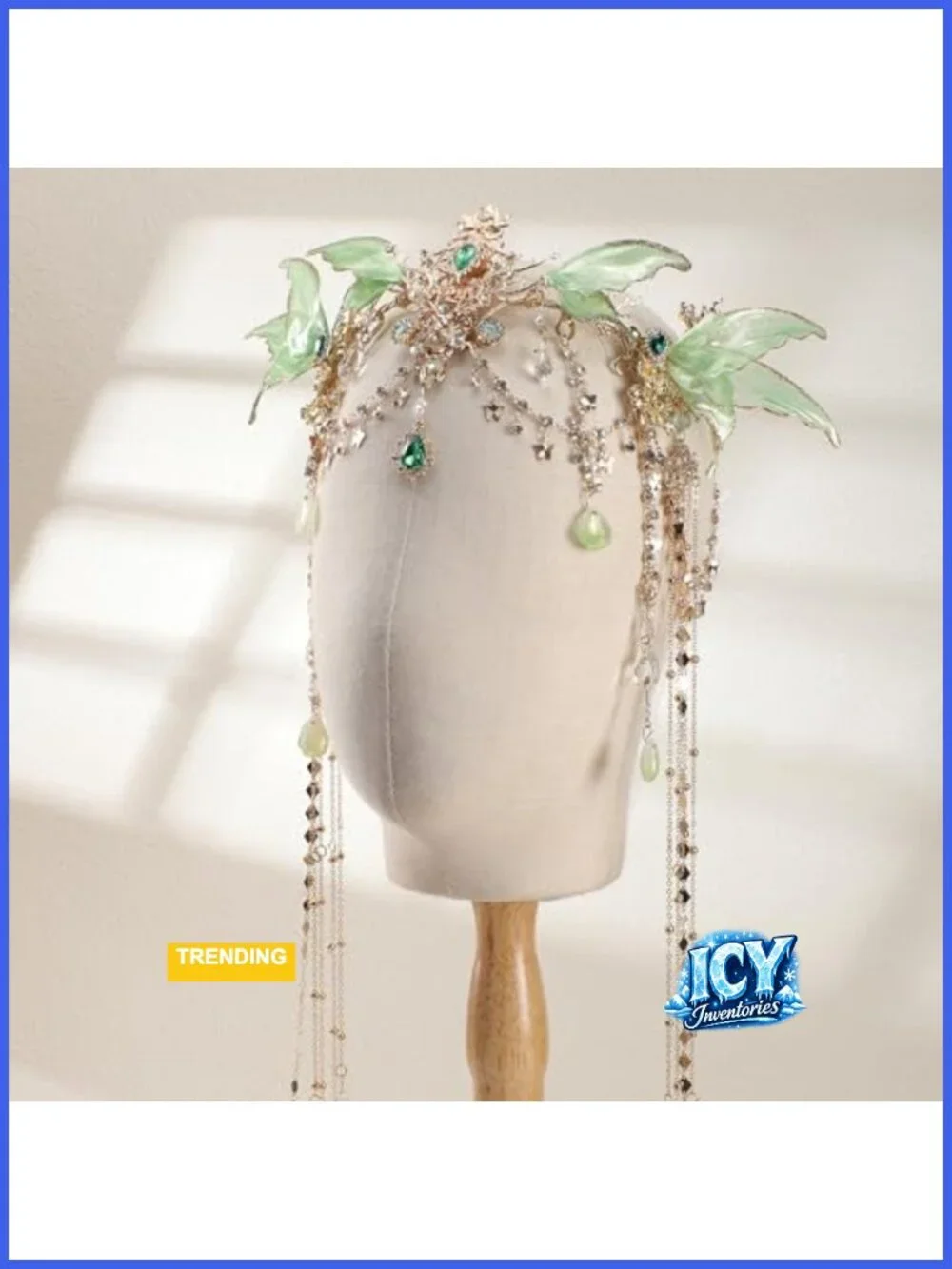 Elf Crown Headpiece with Butterfly Wings and Tassel - Renaissance Cosplay Hair